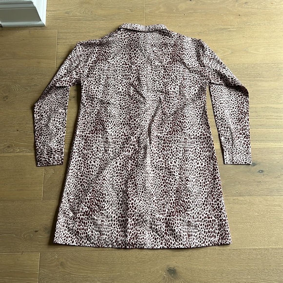 Leopard Cheetah Print Button Up Shirt Dress Long Sleeve Dress Animal Print Small - Picture 6 of 7